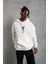 Erkek Baskılı Kapüşonlu Sweat - Beyaz -Vlmr 4