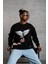 Erkek Güvercin Baskılı Sweatshirt - Siyah -Vlmr 3