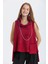 Asimetrik Yaka Detaylı Süet Bluz Bordo 3