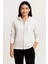 Kadın Üç Iplik Kapüşonlu Tam Fermuarlı Kanguru Çepli Sweatshirt Hoodie - Beyaz -Vlmr 1