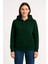 Kadın Üç Iplik Kapüşonlu Kanguru Cepli Sweatshirt Hoodie - Haki -Vlmr 3