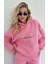 Nakış Işlemeli Üç Iplik Sweat Takım- Pembe -Vlmr 4