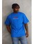Unisex Baskılı Oversize T-Shirt - Mavi -Vlmr 1