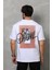 Unisex Bisiklet Yaka Baskılı Oversize T-Shirt - Beyaz -Vlmr 3