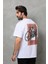 Unisex Bisiklet Yaka Baskılı Oversize T-Shirt - Beyaz -Vlmr 5