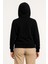 Kadın Üç Iplik Kapüşonlu Tam Fermuarlı Kanguru Çepli Sweatshirt Hoodie - Siyah -Vlmr 3