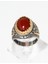 Osmanlı Motifli Kırmızı Akik Taşlı 925 Ayar Gümüş Erkek Yüzük – El Işçiliği ve Asaletin Buluşması 2