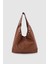 Stula Büyük Hacimli Mıknatıslı Zımba Detaylı Hobo Omuz Çantası Taba 1