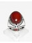 Desenli Kırmızı Akik Taşlı 925 Ayar Gümüş Erkek Yüzük – Güç ve Asaletin Simgesi 2