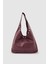 Stula Büyük Hacimli Mıknatıslı Zımba Detaylı Hobo Omuz Çantası Bordo 1