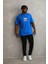 Unisex Baskılı Oversize T-Shirt - Mavi -Vlmr 5