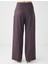 Mürdüm Bol Paça Rahat Kesim Yüksek Bel Dokuma Pantolon 5