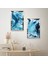 Gümüş Aynalı Pleksi Çerçeveli Dekoratif Mavi Dalgalar Ikili Mdf Tablo Seti 2