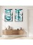 Gümüş Aynalı Pleksi Çerçeveli Beyaz Arka Planlı Su Yeşili Desenli Dini Ikili Mdf Tablo Seti 1