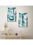 Gümüş Aynalı Pleksi Çerçeveli Beyaz Arka Planlı Su Yeşili Desenli Dini Ikili Mdf Tablo Seti 2