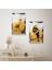 Gümüş Aynalı Pleksi Çerçeveli Turuncu Arka Planlı Kuşlar Dekoratif Ikili Mdf Tablo Seti 2