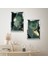 Gümüş Aynalı Pleksi Çerçeveli Yeşil Soyut Dekoratif Gül Ikili Mdf Tablo Seti 2