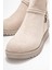 Sade Fermuarlı Aksesuarlı Düz Bot Bej Süet 3