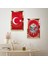 Gold Aynalı Pleksi Çerçeveli Kırmızı Türk Bayrağı ve Osmanlı Tuğrası Ikili Mdf Tablo Seti 2