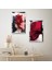 Gümüş Aynalı Pleksi Çerçeveli Soyut Kırmızı Desenler Ikili Mdf Tablo Seti 2