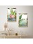 Gold Aynalı Pleksi Çerçeveli Dekoratif Yeşil Bitkiler Ikili Mdf Tablo Seti 2