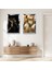 Gümüş Aynalı Pleksi Çerçeveli Siyah Beyaz Arka Planlı Modern Gold Şekiller Ikili Mdf Tablo Seti 1