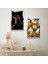 Gümüş Aynalı Pleksi Çerçeveli Siyah Beyaz Arka Planlı Modern Gold Şekiller Ikili Mdf Tablo Seti 2