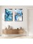 Gümüş Aynalı Pleksi Çerçeveli Mavi Dalgalar Dekoratif Ikili Mdf Tablo Seti 1