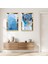 Gold Aynalı Pleksi Çerçeveli Mavi Üzeri Altın Püskürtmeli Ikili Mdf Tablo Seti 1