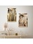 Gold Aynalı Pleksi Çerçeveli Soyut Gold Desenli Dekoratif Ikili Mdf Tablo Seti 2