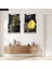 Gümüş Aynalı Pleksi Çerçeveli Siyah Arka Planlı Gold Çiçek Ikili Modern Mdf Tablo Seti 1