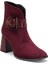 Süet Metal Kemerli Bordo Kadın Topuklu Bot 4