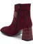 Süet Metal Kemerli Bordo Kadın Topuklu Bot 5