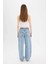 Baggy Fit Yüksek Bel Düz Paça Uzun Jean Pantolon D7964AX25SP 5