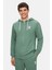 Hılgard Adaçayı Yeşili Kapüşonlu ve Fermuarlı Baskılı Standard Fit Erkek Sweatshirt 1