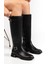 Siyah Kadın Çizme Düz Topuklu Bilek Kemerli 2