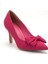 Büyük Beden Kadın Stiletto Ince Topuklu Ayakkabı Fuşya Saten Fiyonklu 4