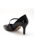 Büyük Beden Kadın Stiletto Ince Topuklu Ayakkabı Siyah Rugan Baretli 5