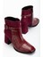 Süet ve Kroko Deri Küçük Kemerli Bordo Kadın Kalın Topuklu Bot 1