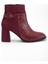 Süet ve Kroko Deri Küçük Kemerli Bordo Kadın Kalın Topuklu Bot 3
