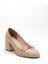 Büyük Beden Kadın Kalın Topuklu Ayakkabı Ten Rugan Fiyonklu Yuvarlak Burun 4