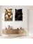 Gümüş Aynalı Pleksi Çerçeveli Siyah Beyaz Arka Planlı Gold Şekiller Ikili Mdf Tablo Seti 1