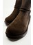 Sade Fermuarlı Aksesuarlı Düz Bot KAHVE SÜET 4