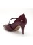 Büyük Beden Kadın Stiletto Ince Topuklu Ayakkabı Bordo Rugan Baretli 5