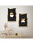 Gold Aynalı Pleksi Çerçeveli Siyah Arka Planlı Dekoratif Şekiller Ikili Mdf Tablo Seti 2