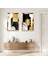 Gold Aynalı Pleksi Çerçeveli Beyaz Arka Planlı Modern Gold ve Siyah Desenler Ikili Mdf Tablo Seti 1