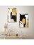 Gold Aynalı Pleksi Çerçeveli Beyaz Arka Planlı Modern Gold ve Siyah Desenler Ikili Mdf Tablo Seti 2