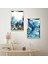 Gümüş Aynalı Pleksi Çerçeveli Mavi Deniz Dalgaları Dekoratif Ikili Mdf Tablo Seti 2