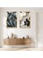 Gold Aynalı Pleksi Çerçeveli Beyaz Arka Planlı Siyah Desenli Dekoratif Ikili Mdf Tablo Seti 1