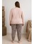 Kadın Büyük Beden Raporlı 0251 Pijama Takımı Vizon 2